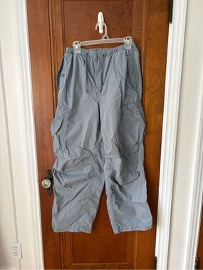 TNA Dusty Blue Elastic Waist Baggy Pants - medium